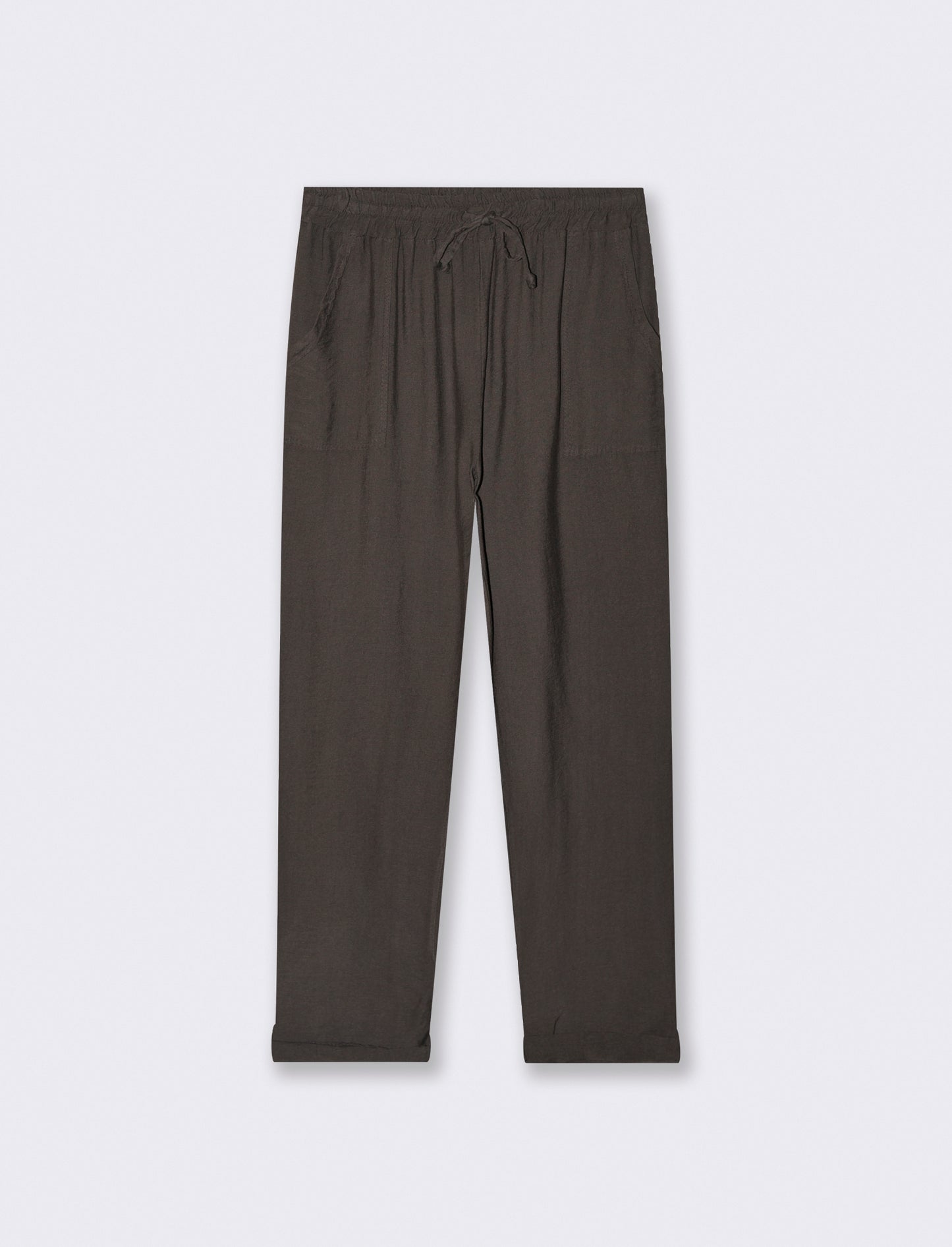 Pantalone con tasche a toppe ed elastico in vita - Moro