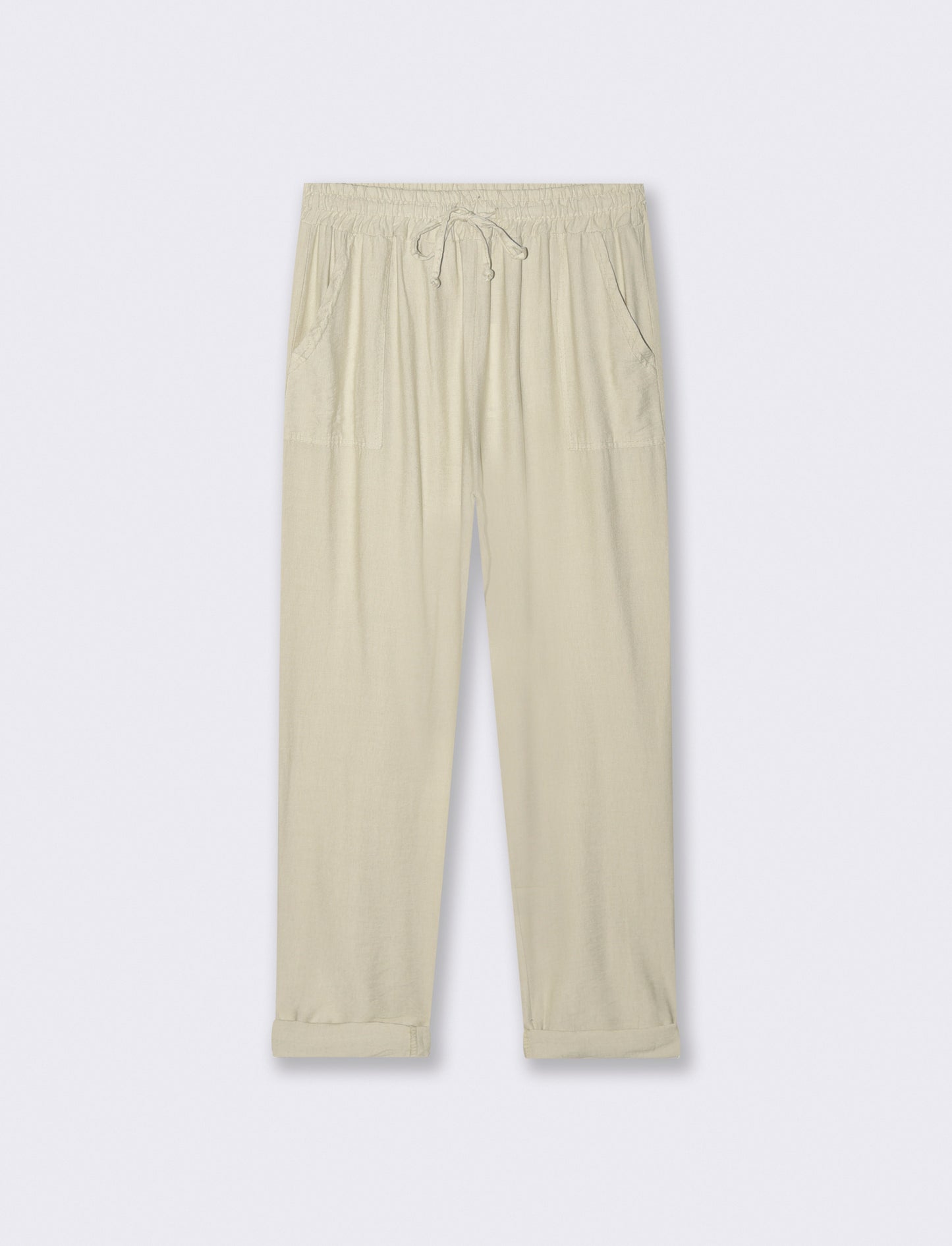 Pantalone con tasche a toppe ed elastico in vita - Sabbia