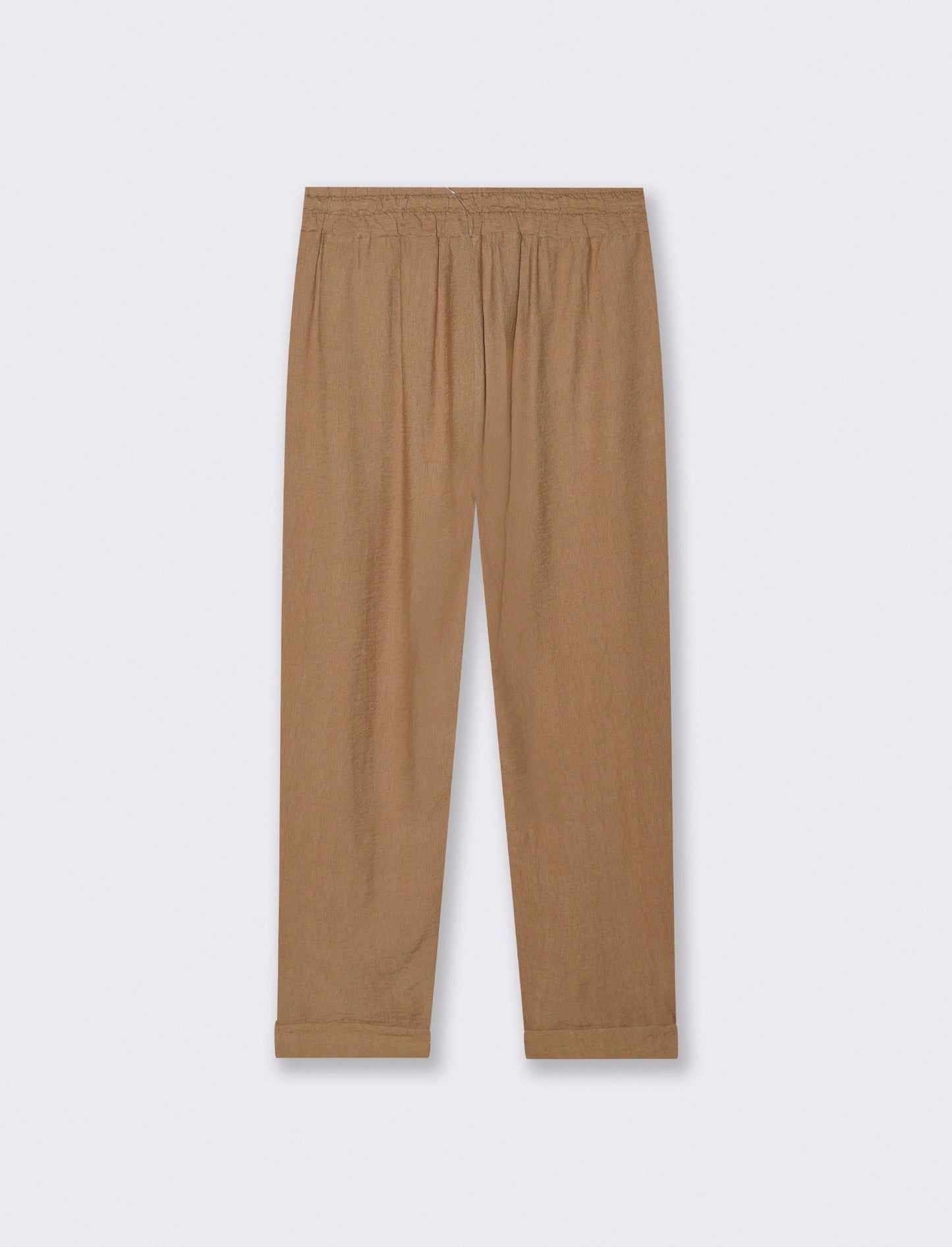 Pantalone con tasche a toppe ed elastico in vita - Cammello