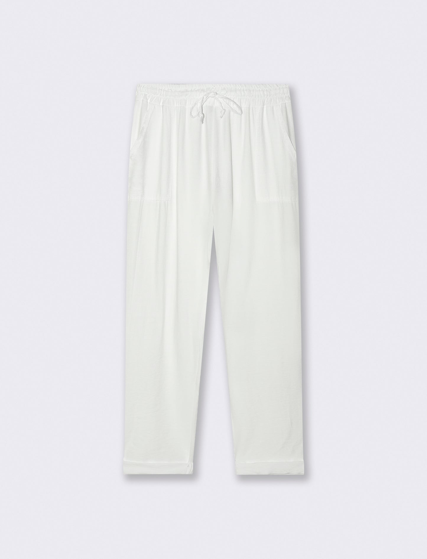 Pantalone con tasche a toppe ed elastico in vita - Bianco