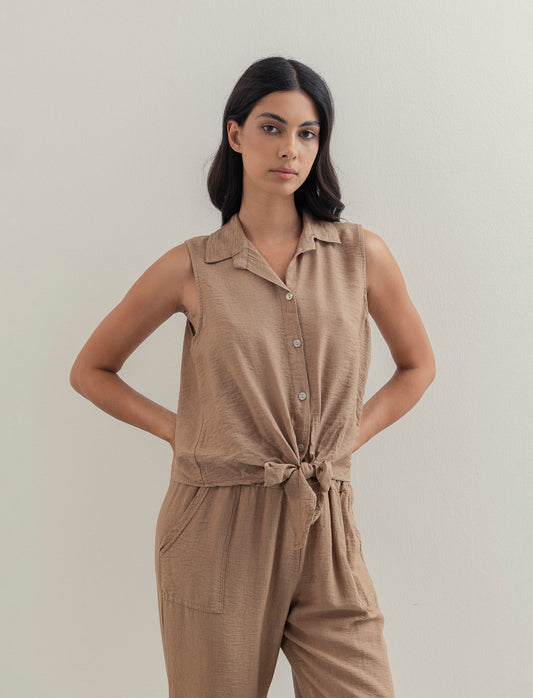 Camicia smanicata - Cammello