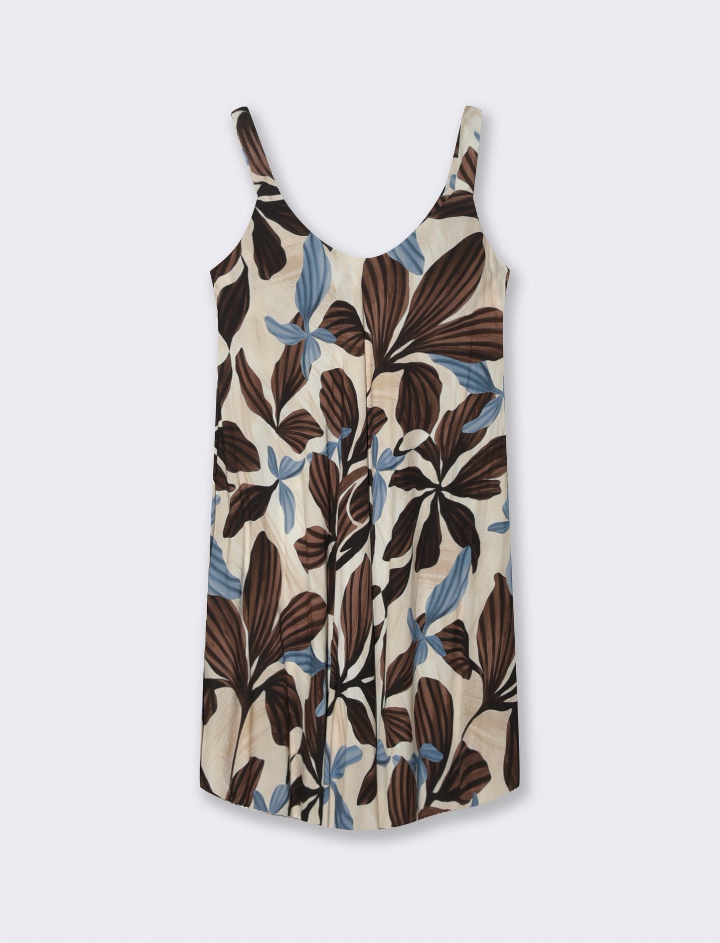 Vestito in viscosa stampato con bretelline - Moro