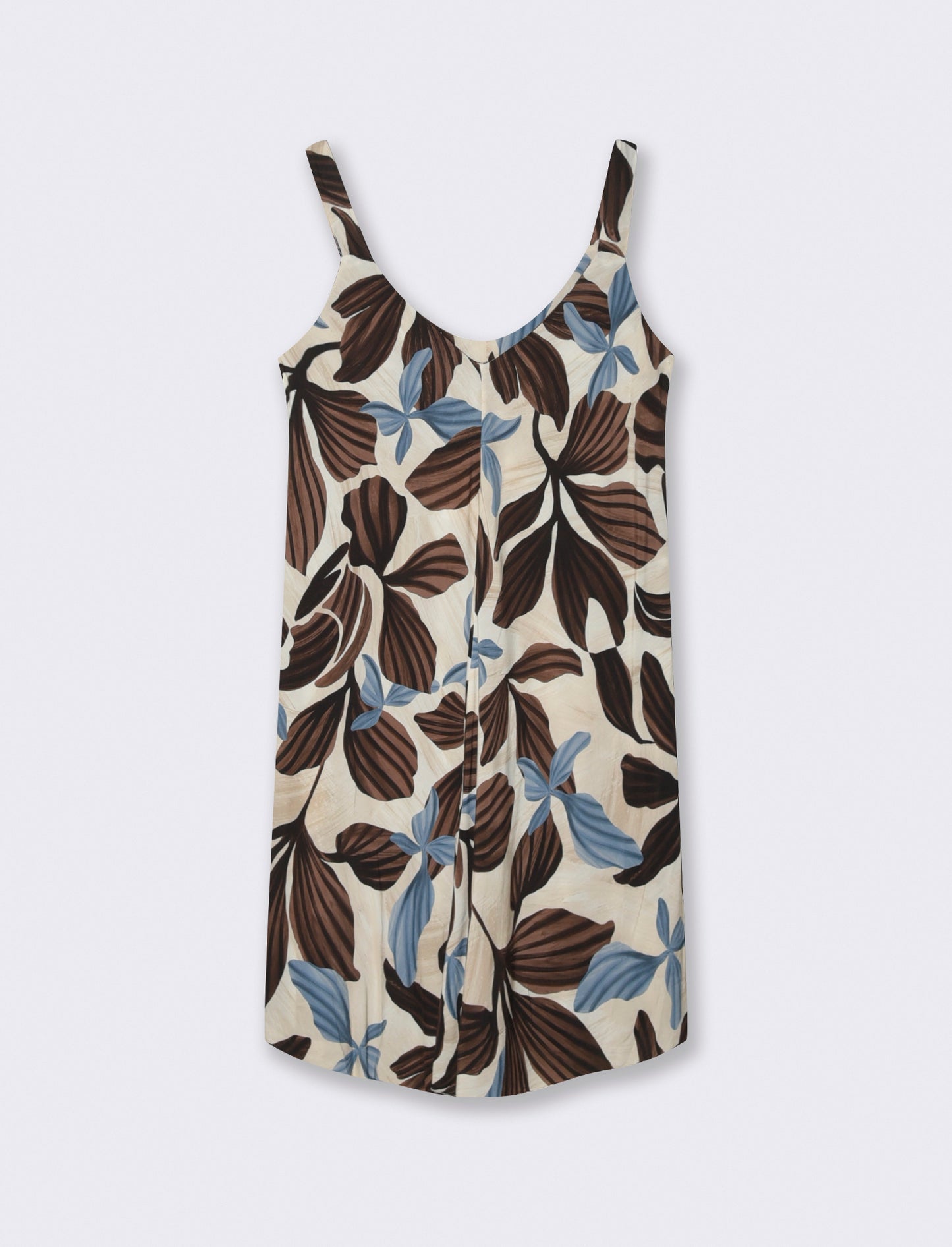 Vestito in viscosa stampato con bretelline - Moro