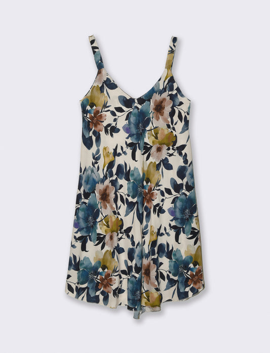 Vestito stampato con bretelline - Blu
