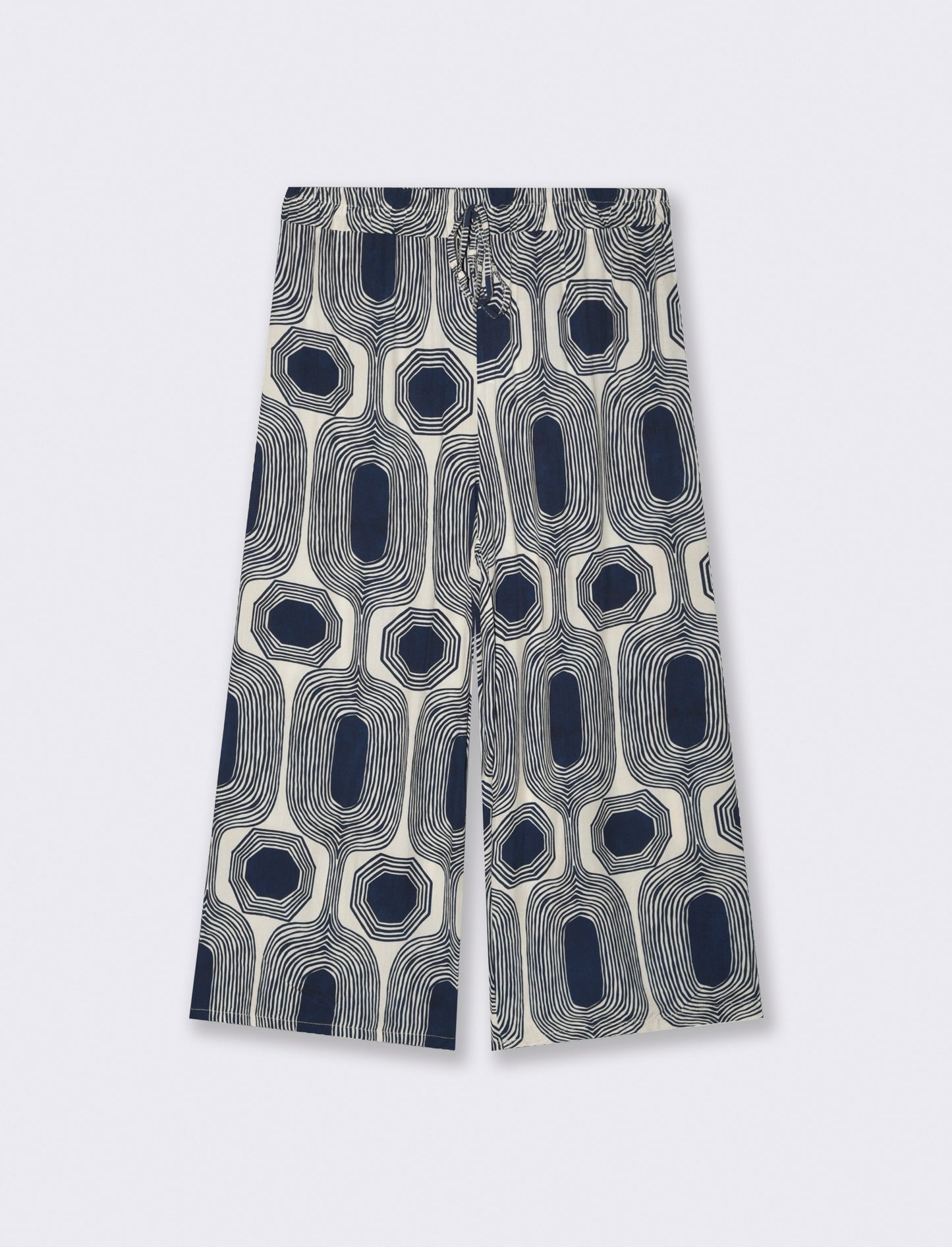 Pantalone largo stampato in viscosa - Blu