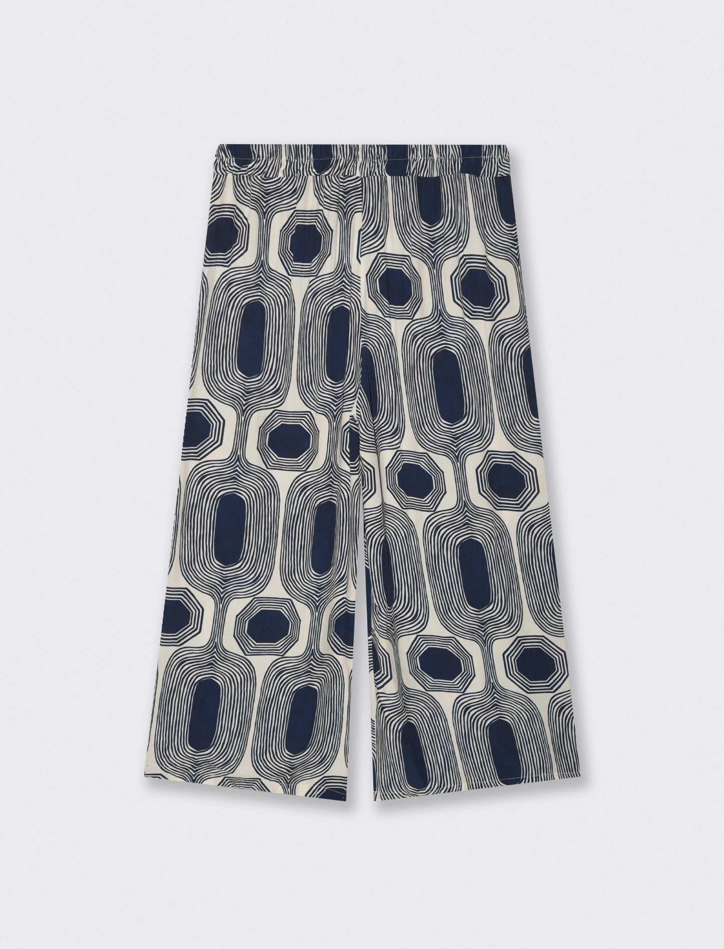 Pantalone largo stampato in viscosa - Blu
