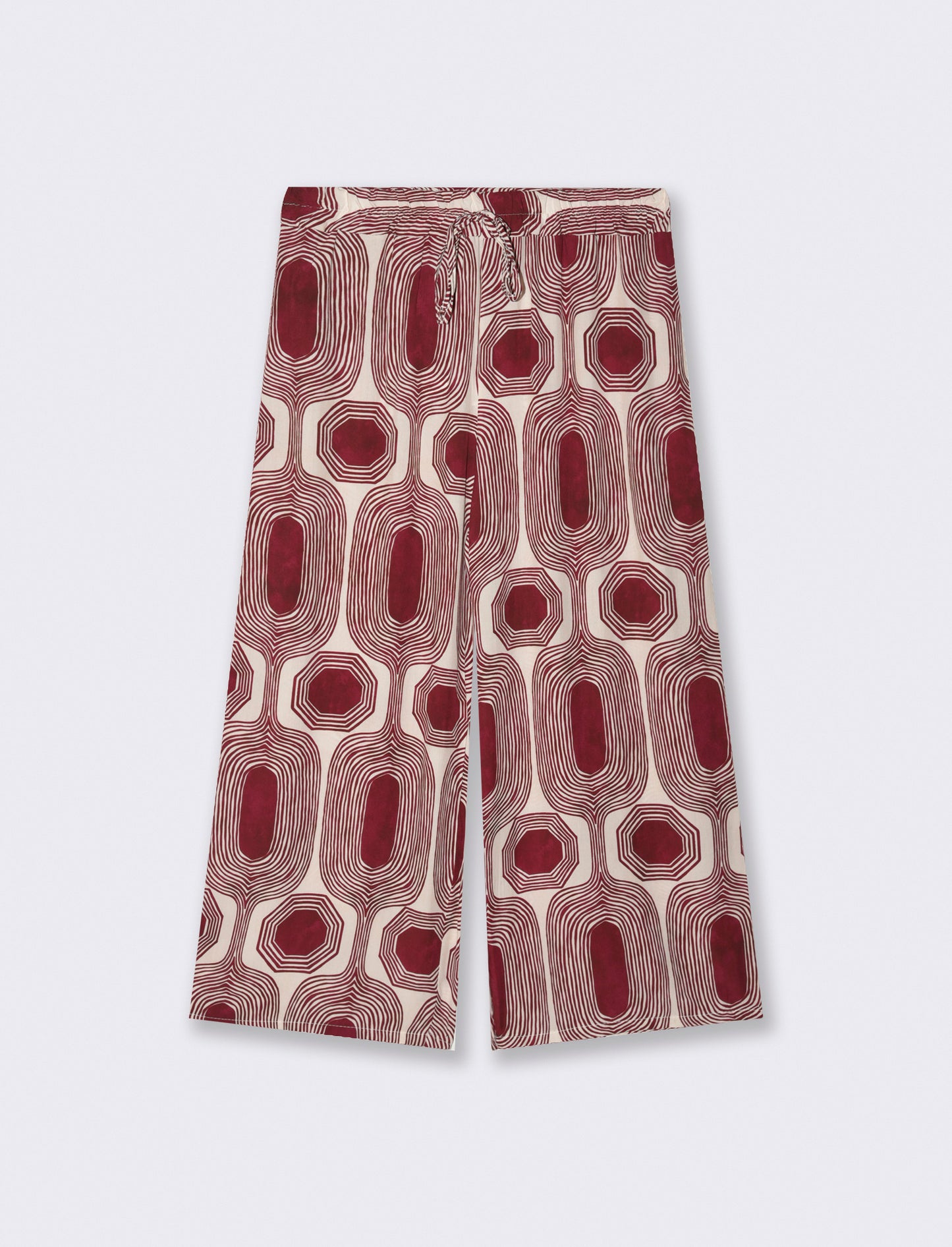 Pantalone largo stampato in viscosa - Rosso india