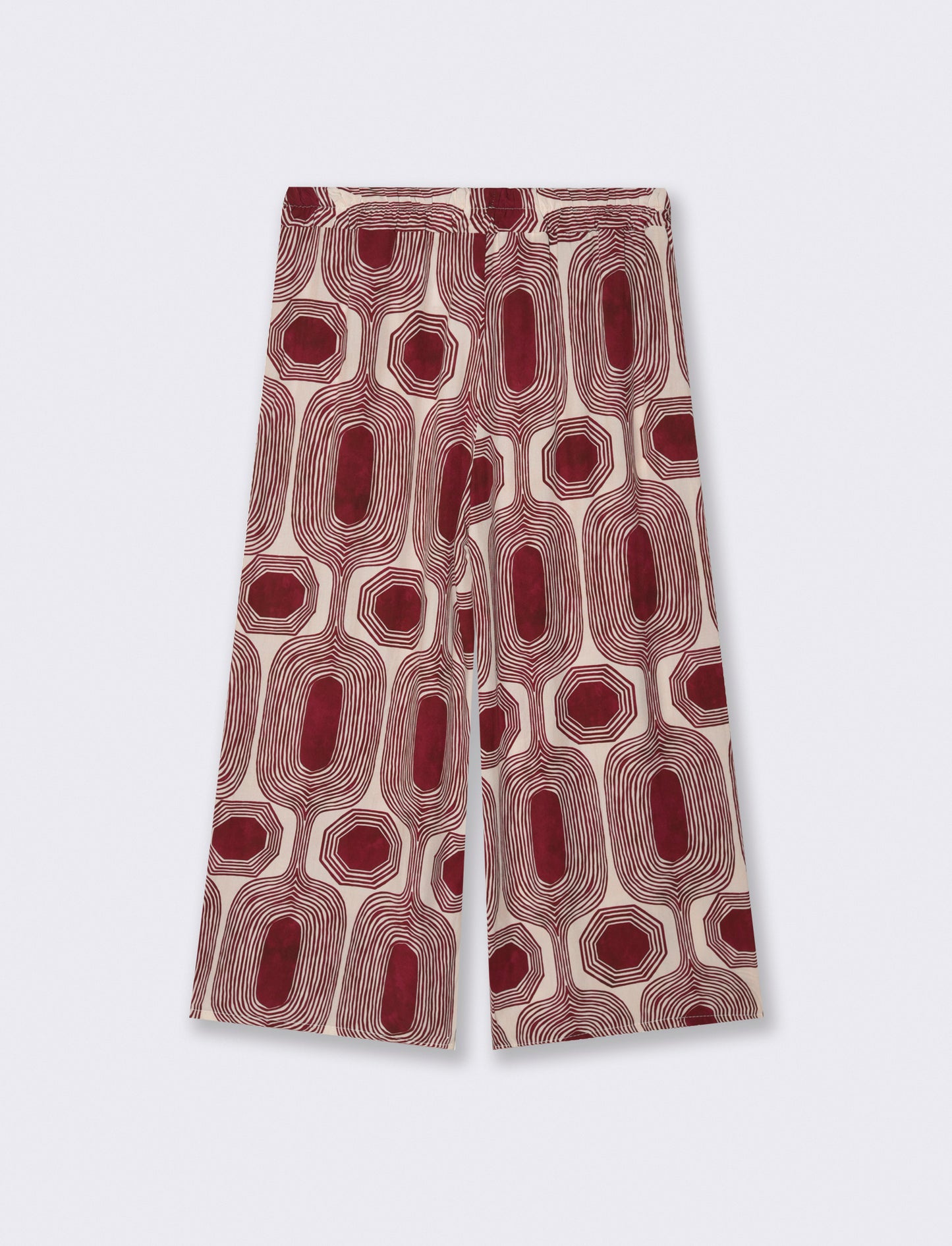 Pantalone largo stampato in viscosa - Rosso india