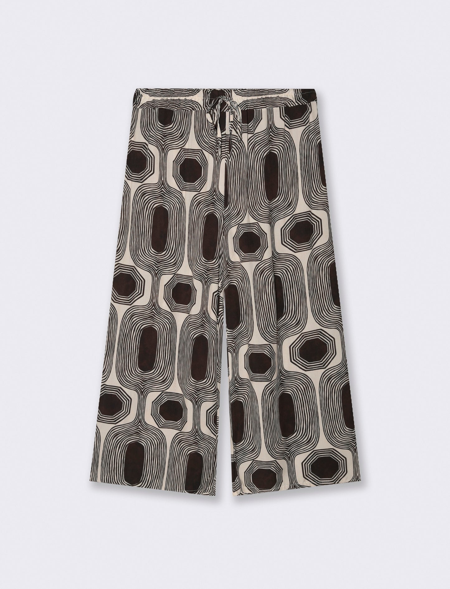 Pantalone largo stampato in viscosa - Moro
