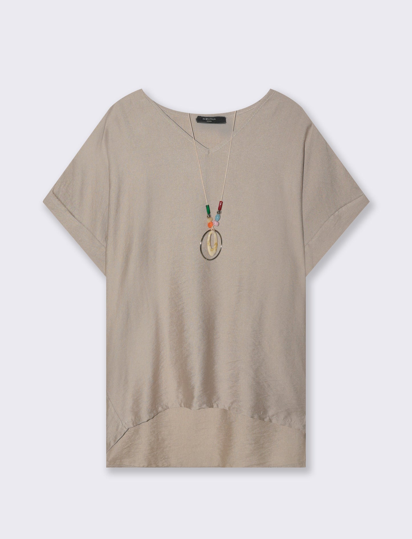 Casacca over con collana - Grigio fango