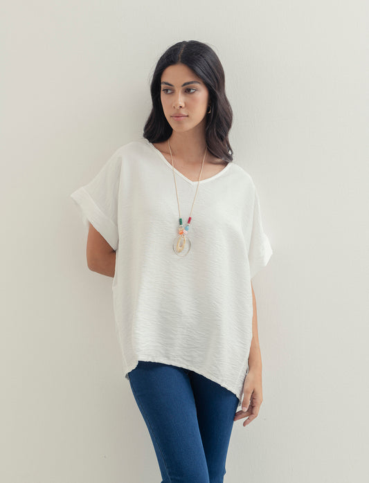 Casacca over con collana - Bianco