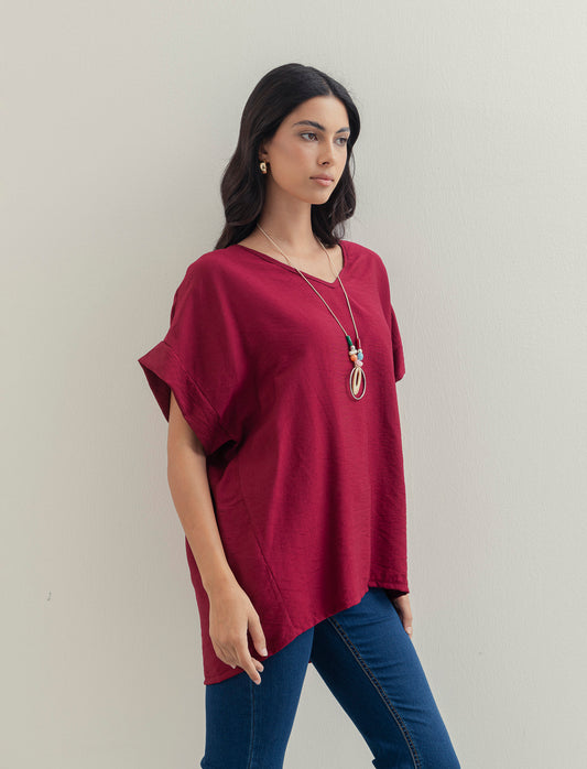 Casacca over con collana - Rosso india
