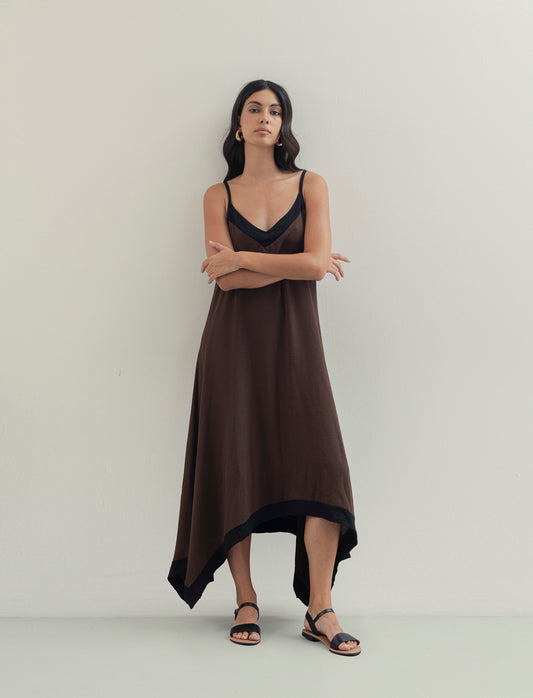 Vestito lungo bicolor - Moro