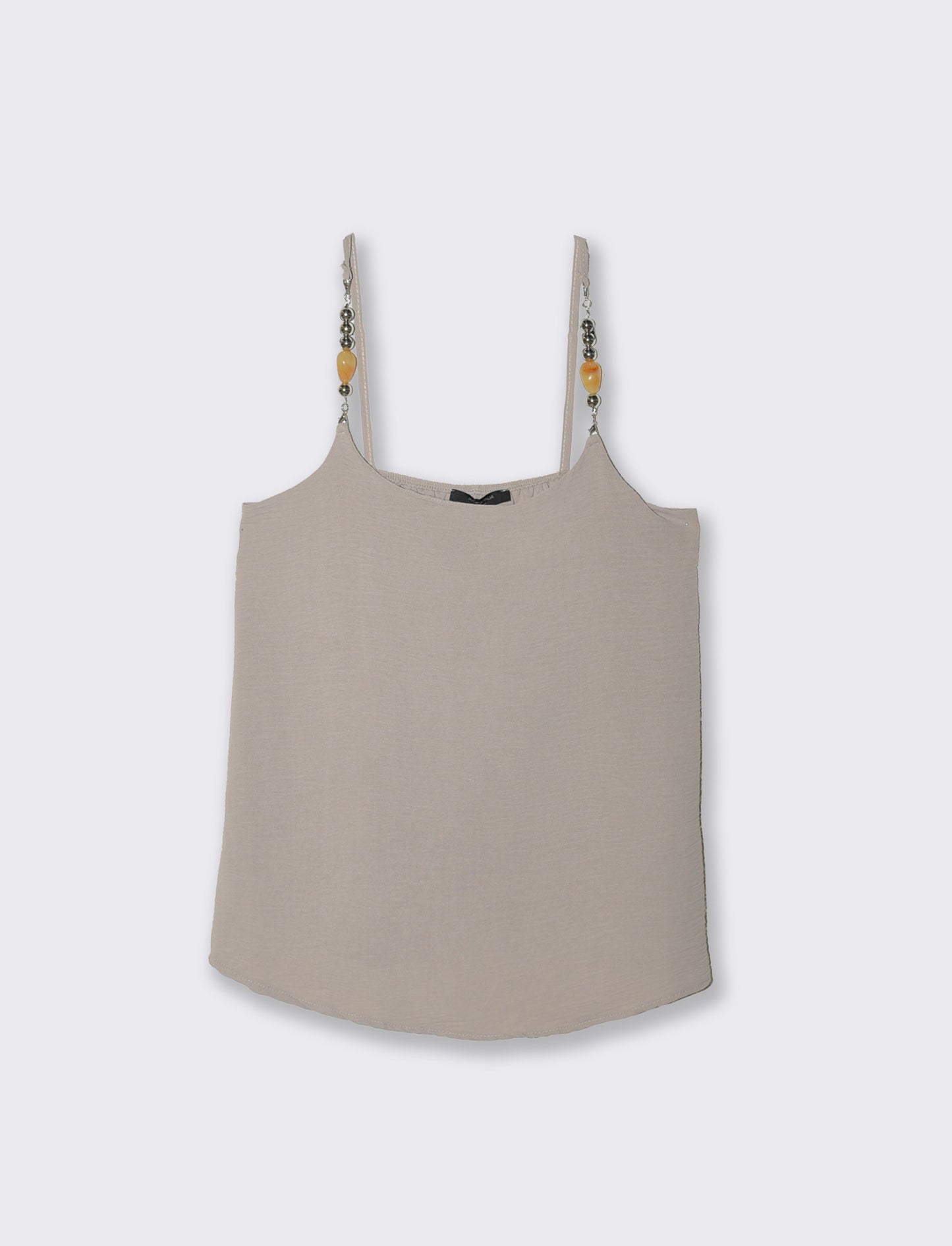 Top con bretelle con accessorio - Grigio fango