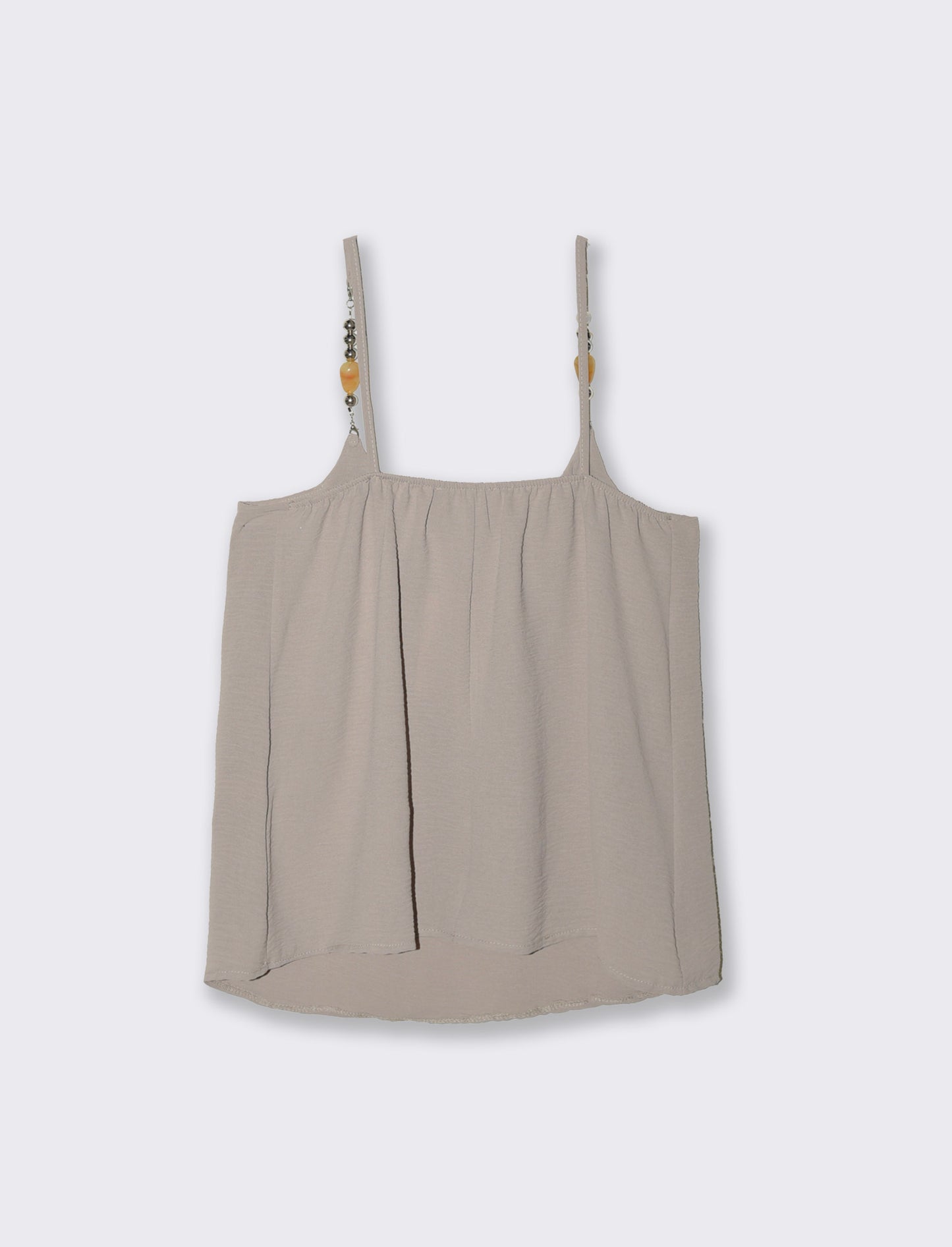Top con bretelle con accessorio - Grigio fango