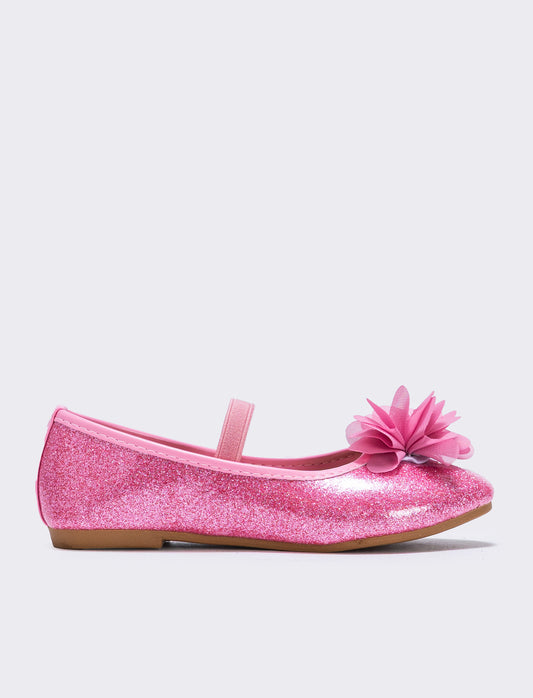 Ballerina glitterata con fiore colorato - Rosa
