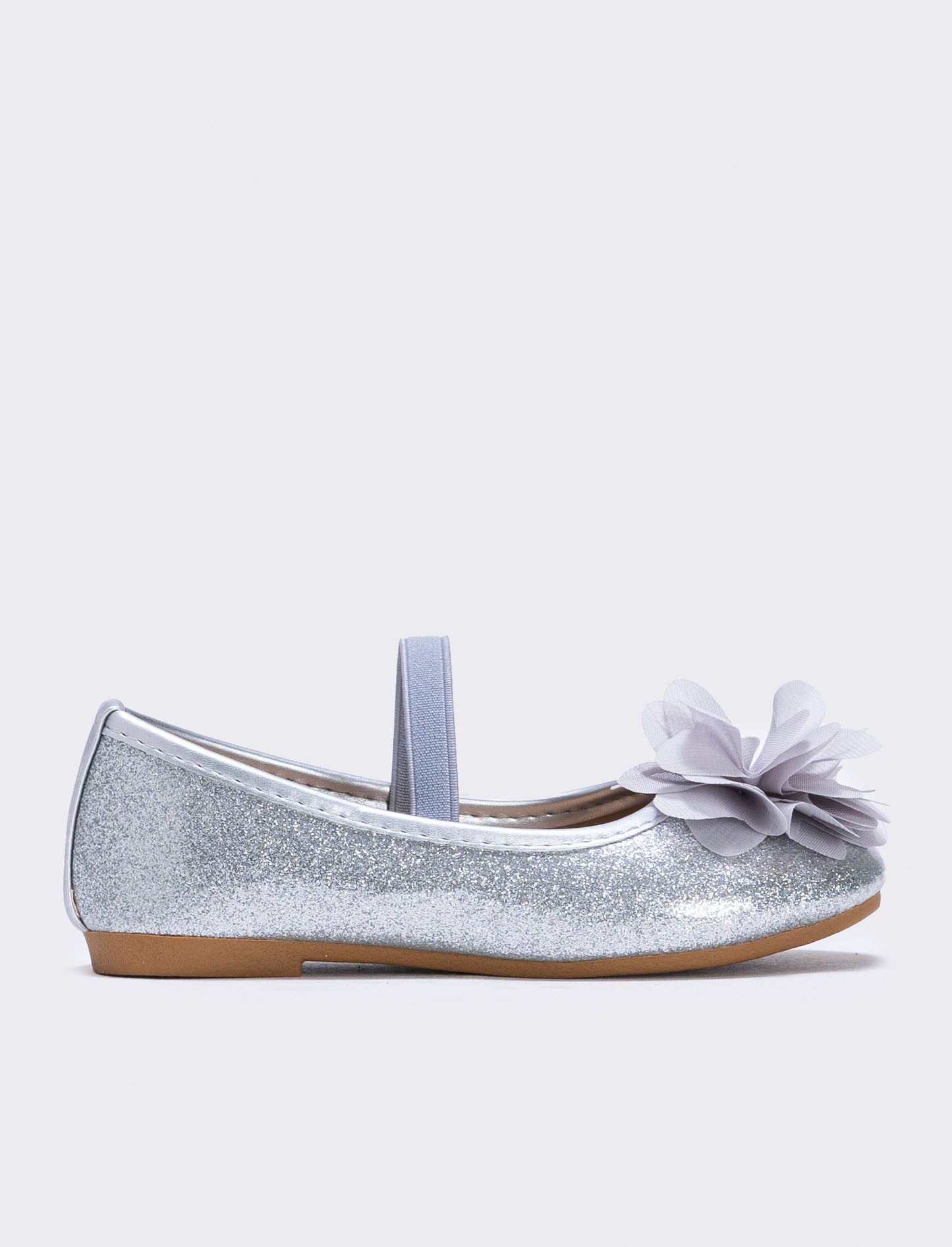 Ballerina glitterata con fiore colorato - Argento