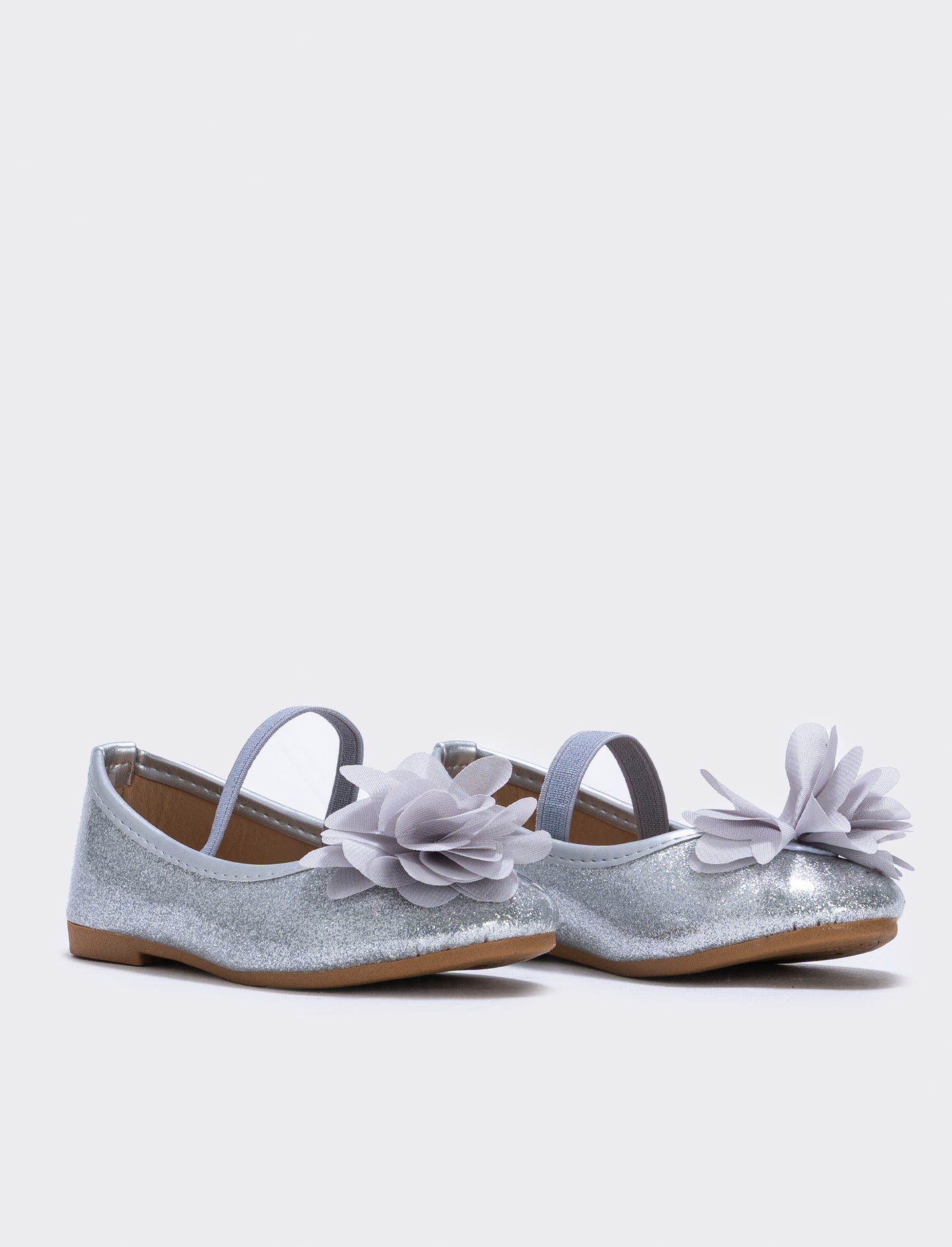 Ballerina glitterata con fiore colorato - Argento