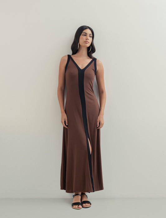 Vestito lungo bicolor - Moro