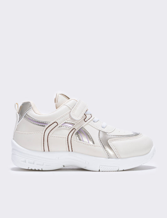 Sneakers beige da bambina con strappo - Beige