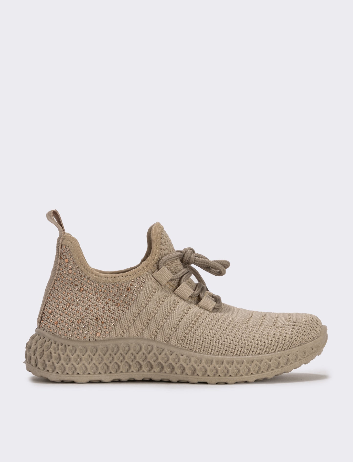 Sneakers da bambina con strass e suola rilievo - Beige