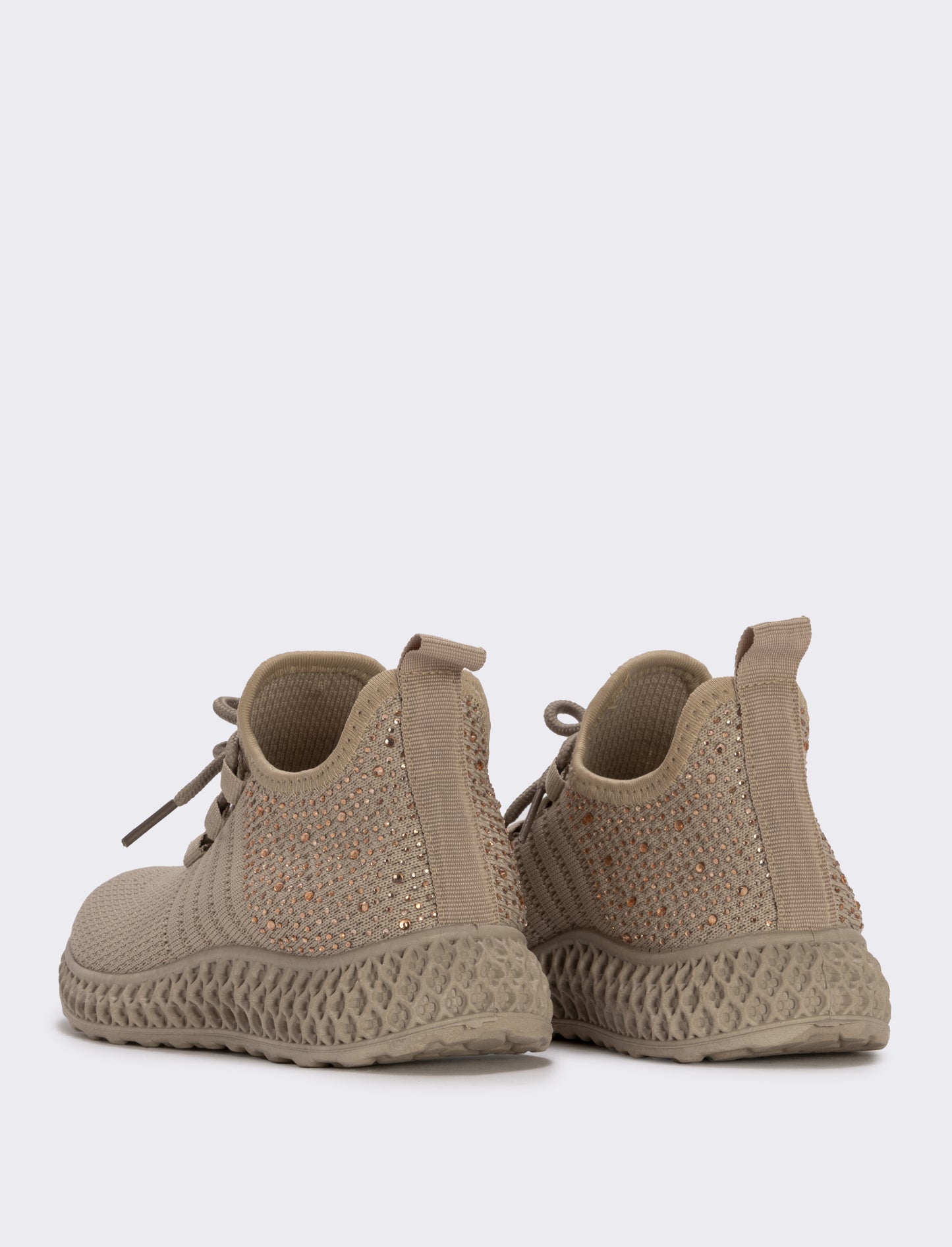 Sneakers da bambina con strass e suola rilievo - Beige