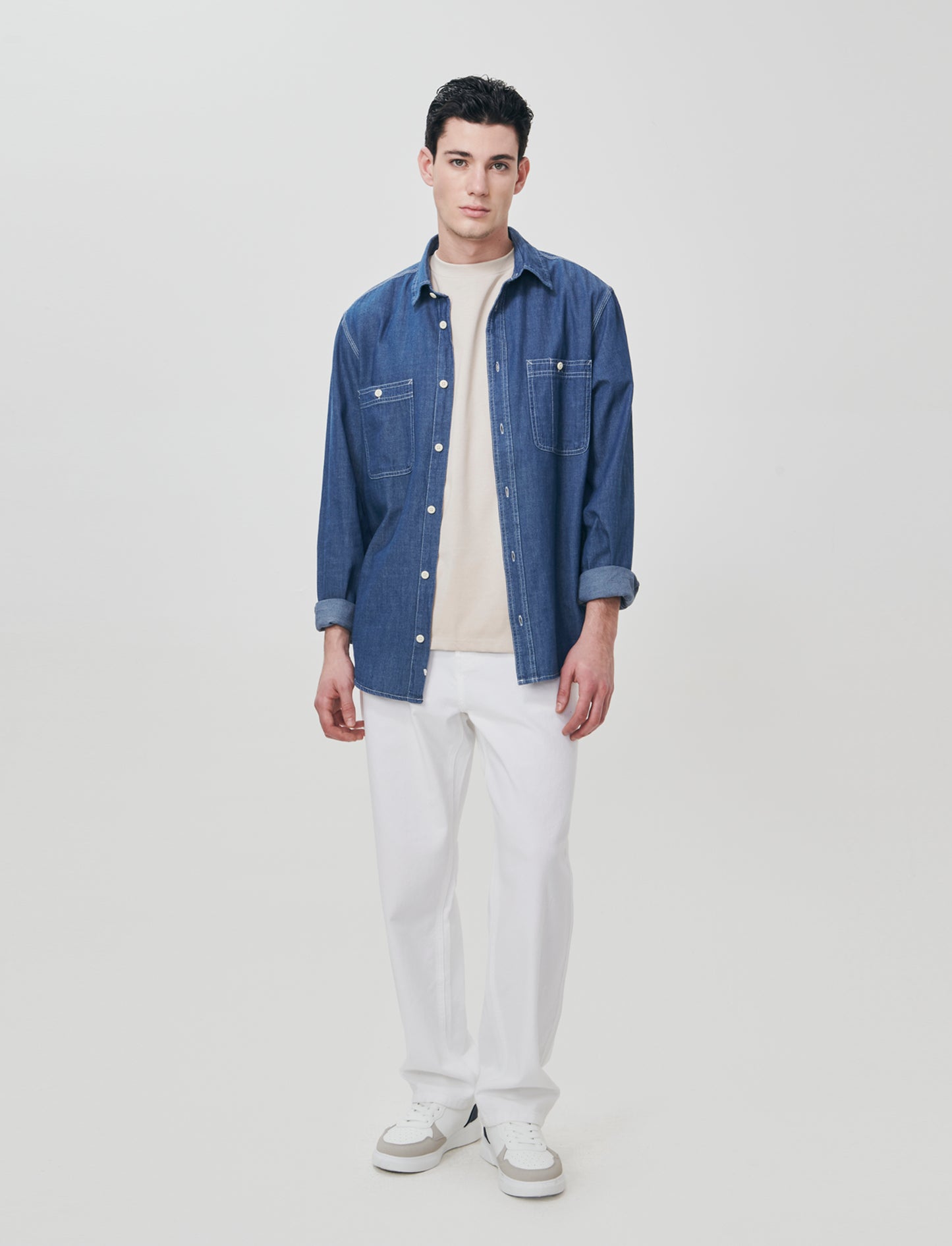 Camicia in denim leggero effetto slavato - Denim