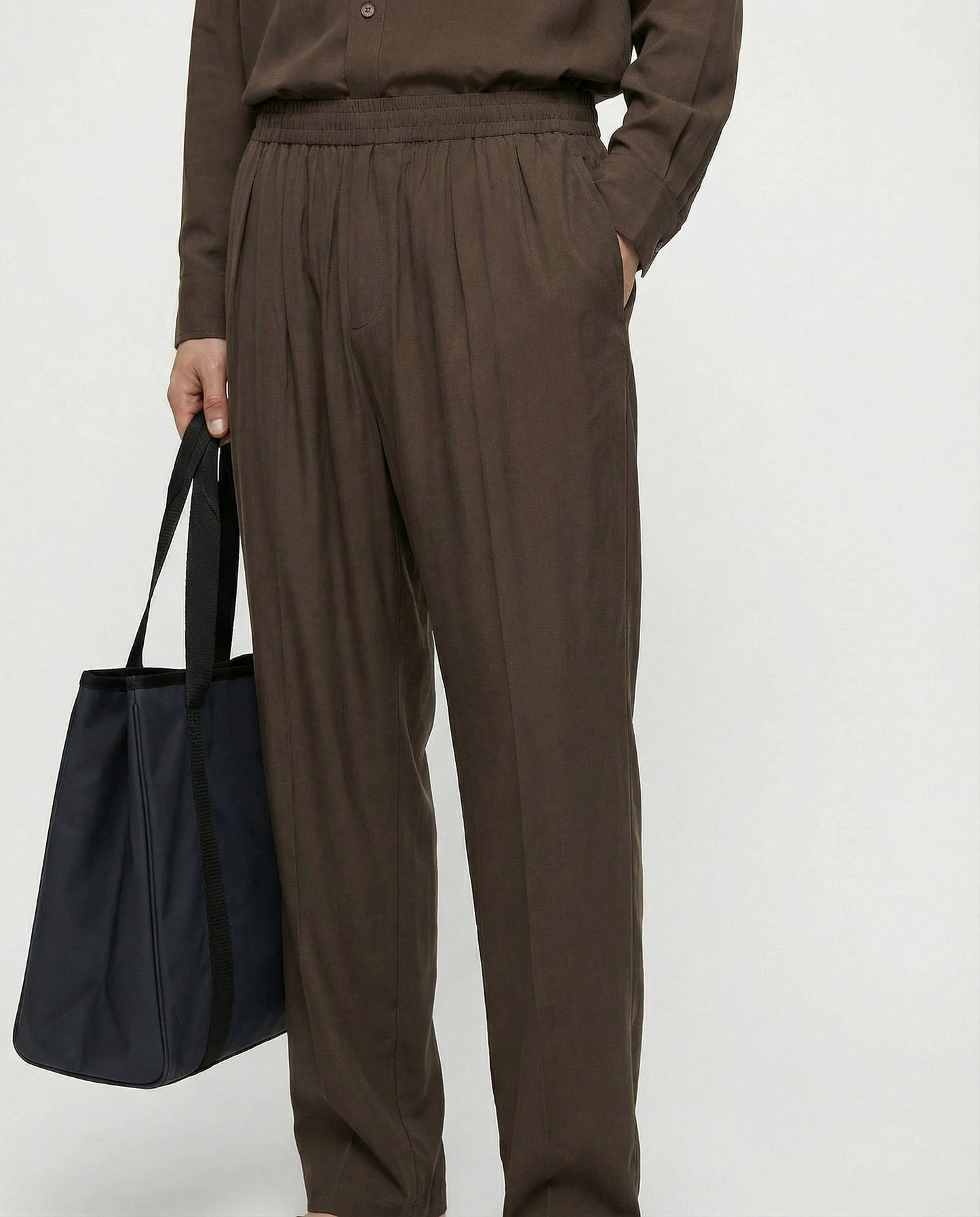 Pantaloni jogger in misto viscosa - Moro