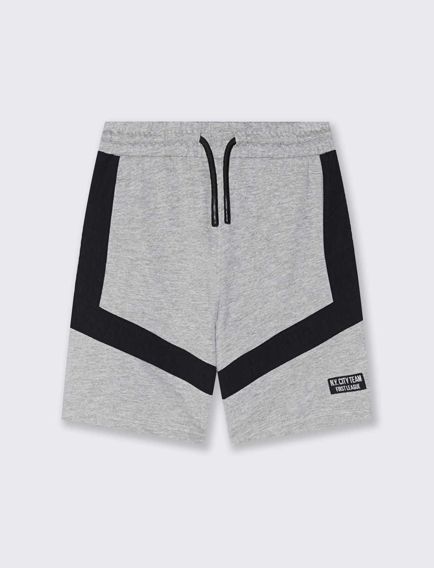 Bermuda in felpa con inserti a contrasto - Grigio mel.