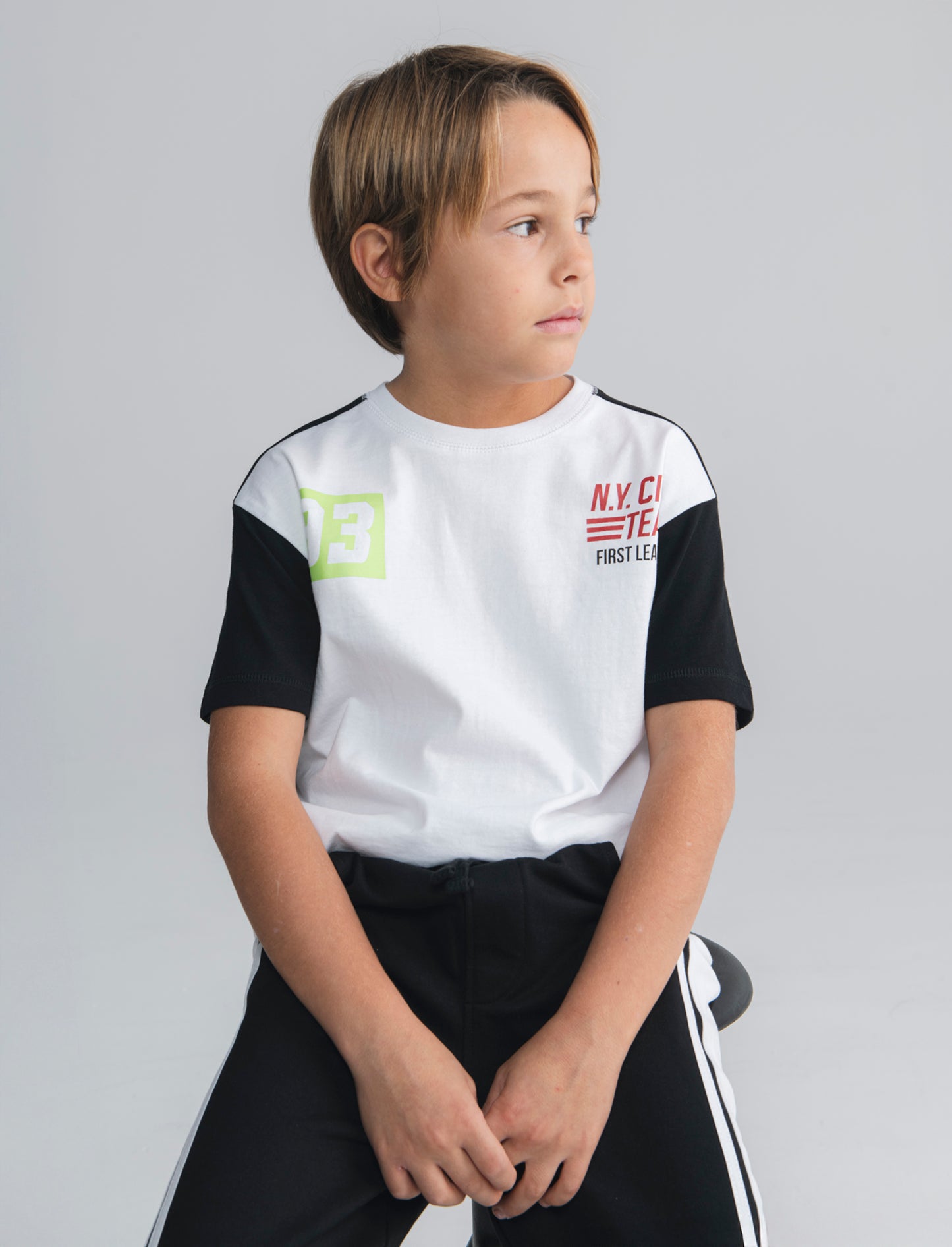 T-shirt girocollo maniche in contrasto - Bianco