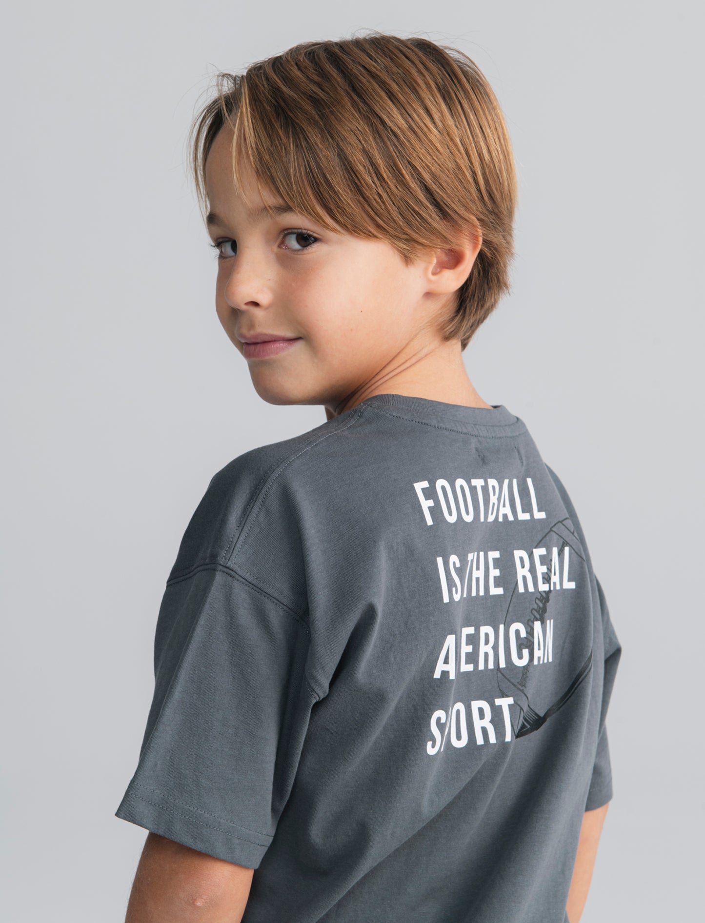 T-shirt in cotone con doppia stampa - Grigio
