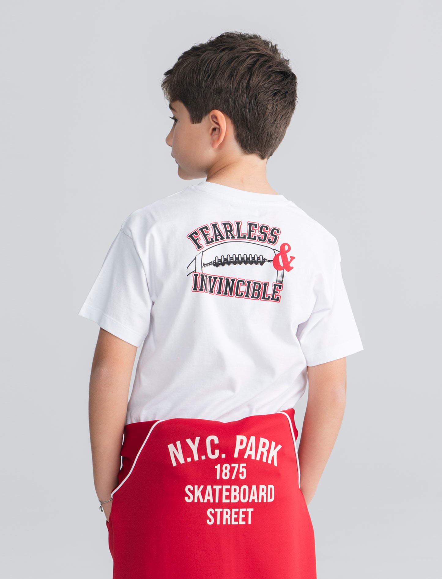 T-shirt in cotone con ricamo e stampa - Bianco