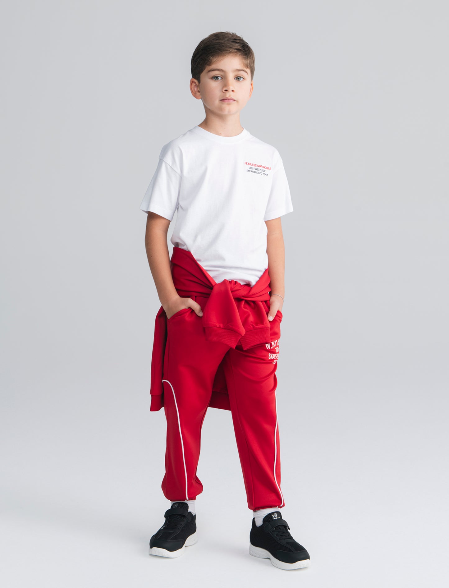 T-shirt in cotone con ricamo e stampa - Bianco
