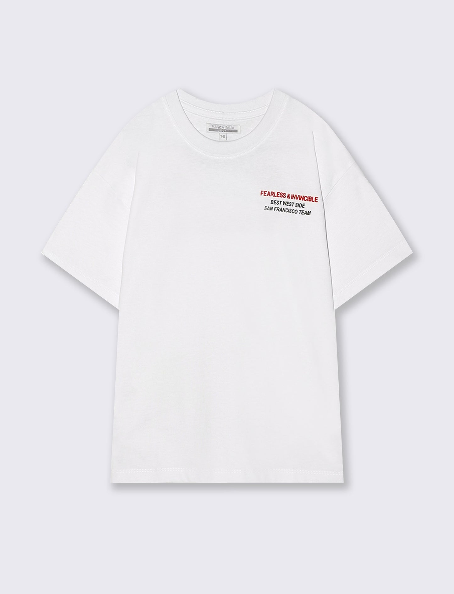 T-shirt in cotone con ricamo e stampa - Bianco