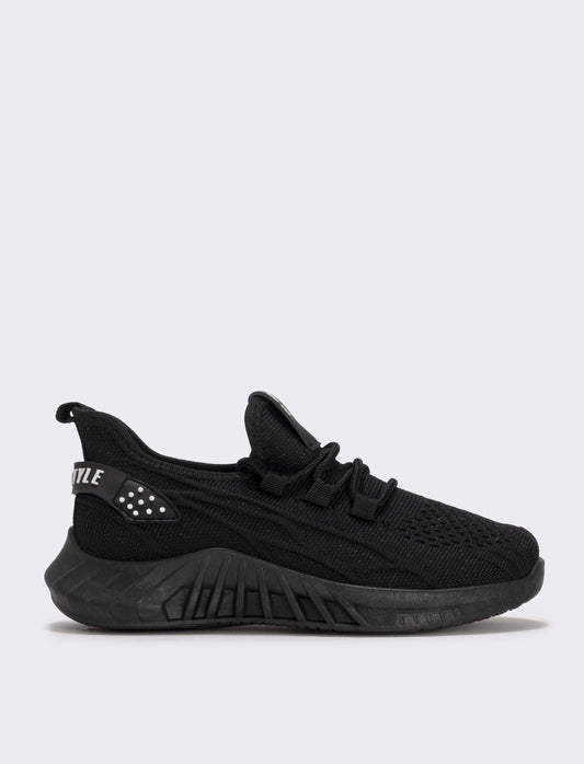 Multi-element fabric sneakers - Black