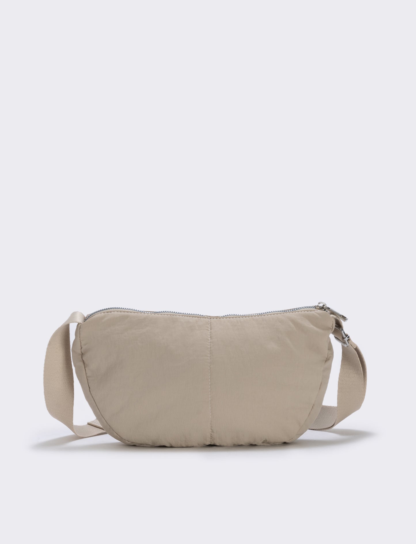 Borsa mezzaluna in nylon con tracolla - Beige