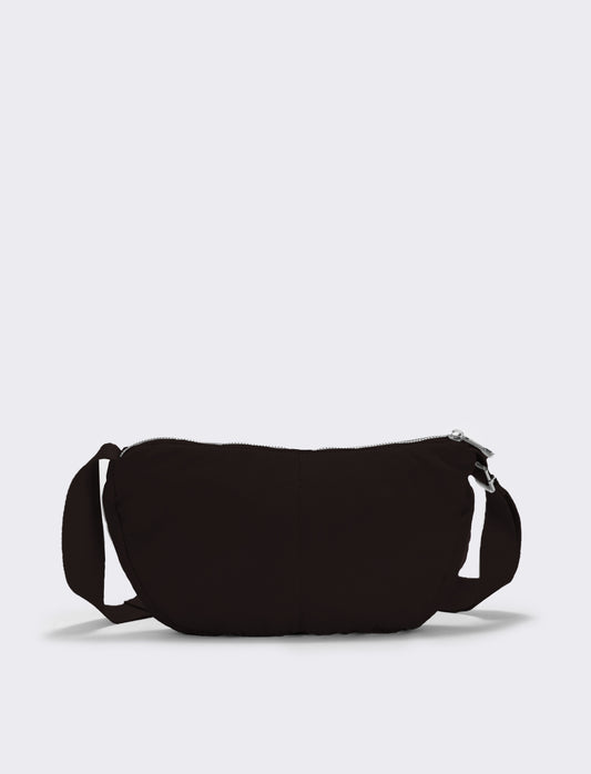 Borsa mezzaluna in nylon con tracolla - Moro