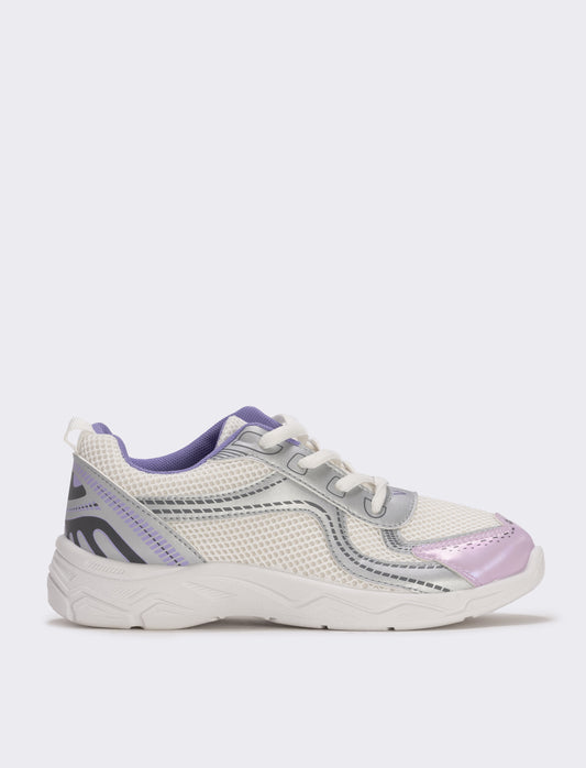 Sneakers bianche con riporti colorati per bambina - Bianco