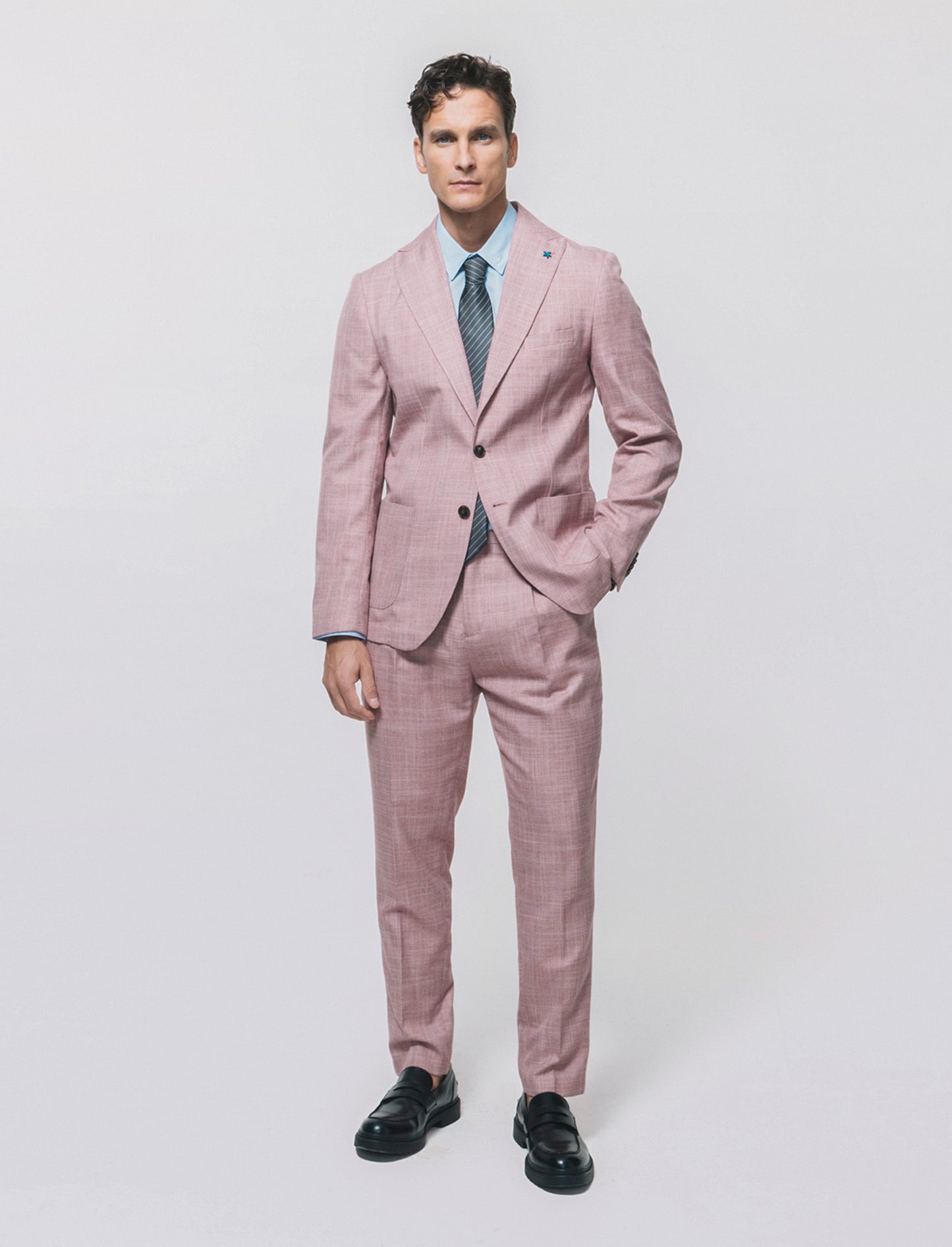 Formal fit trousers in structured fabric - Orange