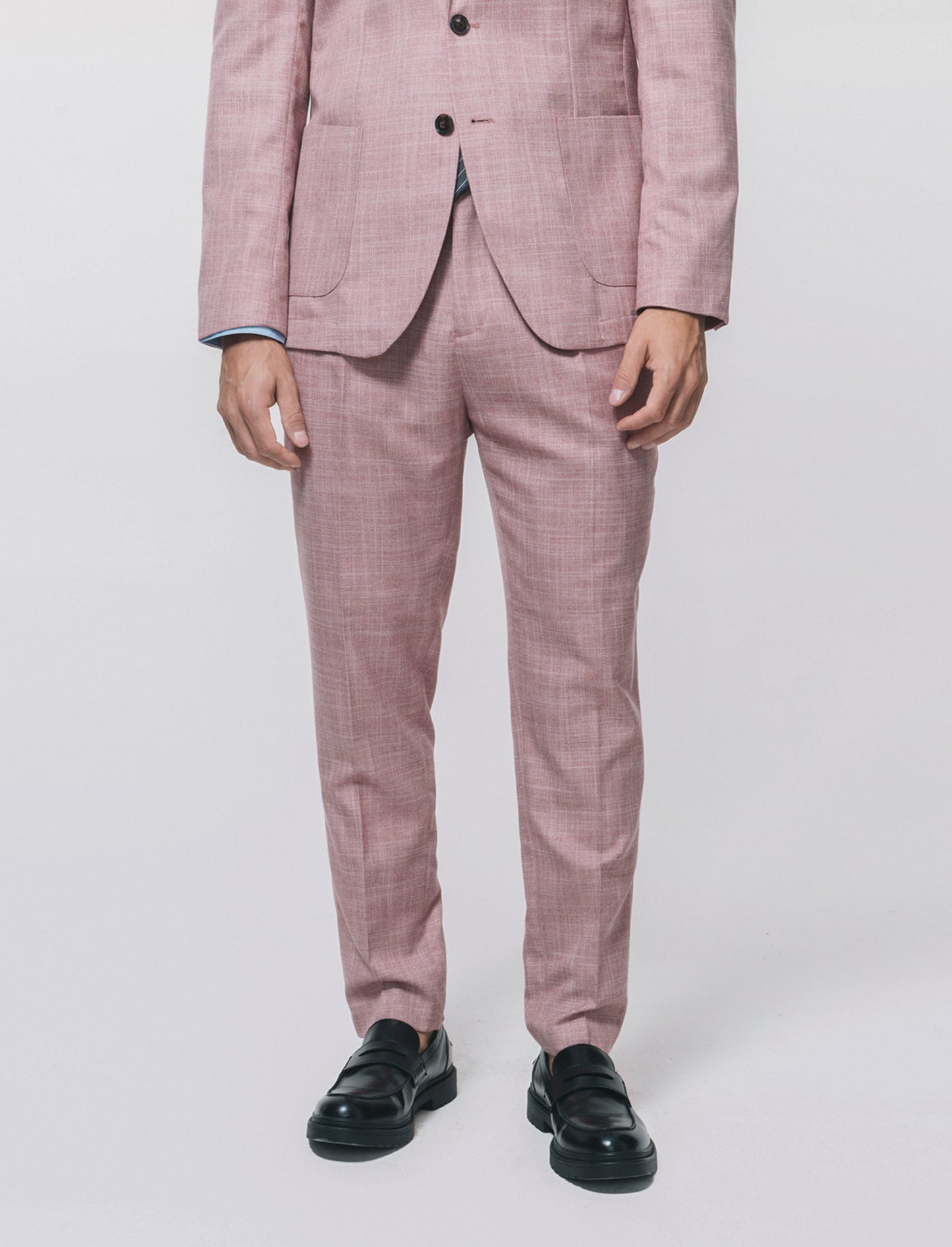 Formal fit trousers in structured fabric - Orange