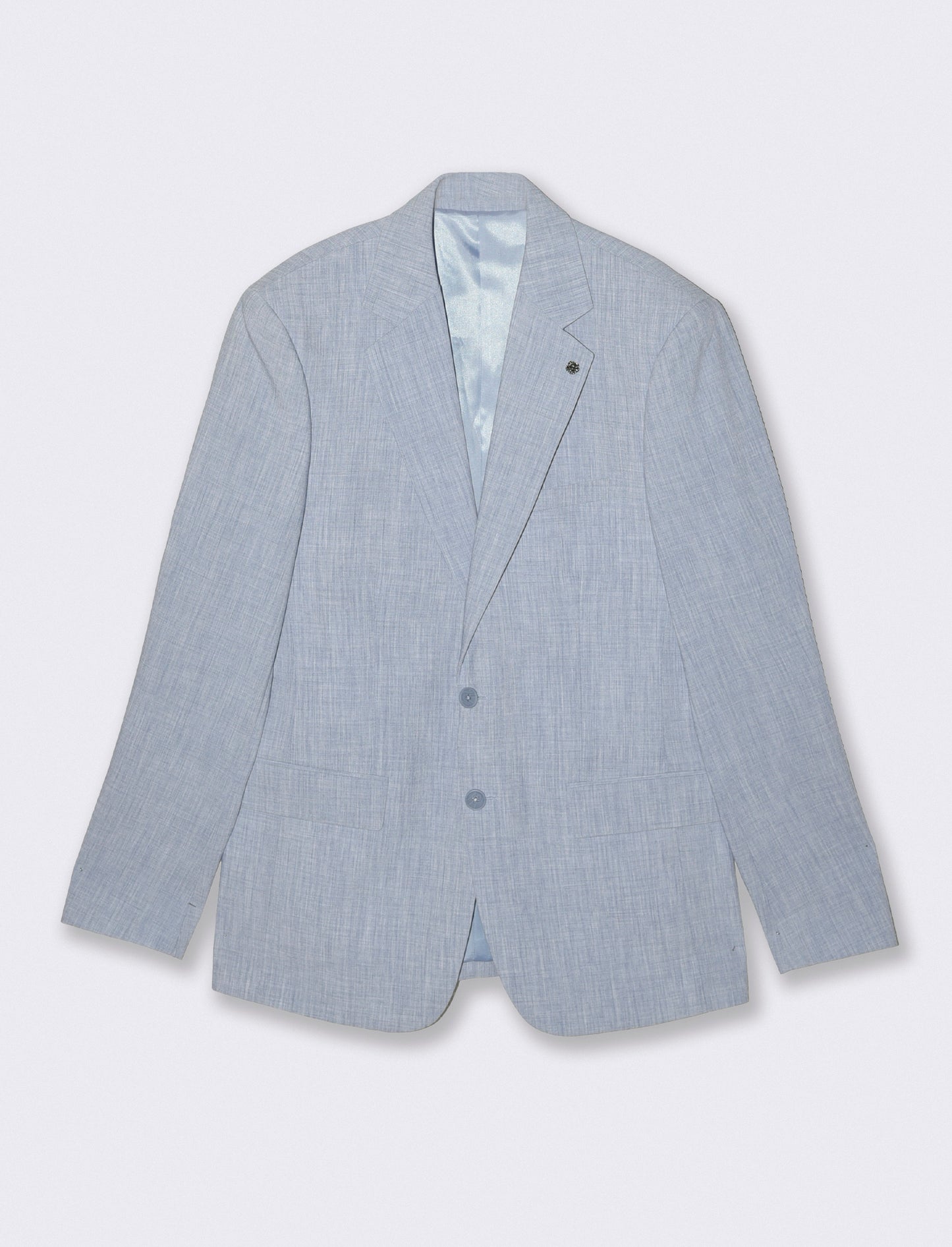 Linen effect blazer with classic collar - Blue