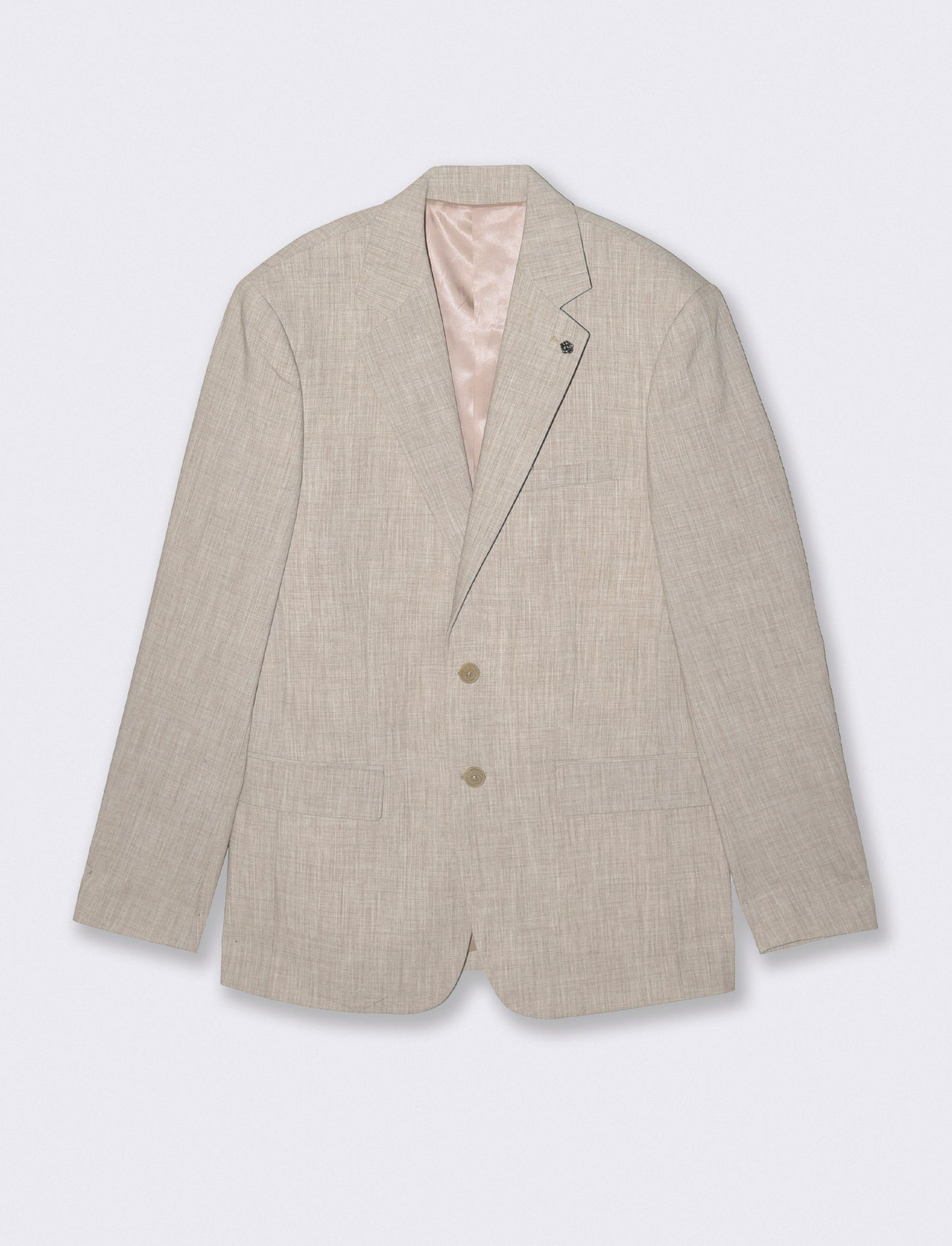 Linen effect blazer with classic collar - Beige