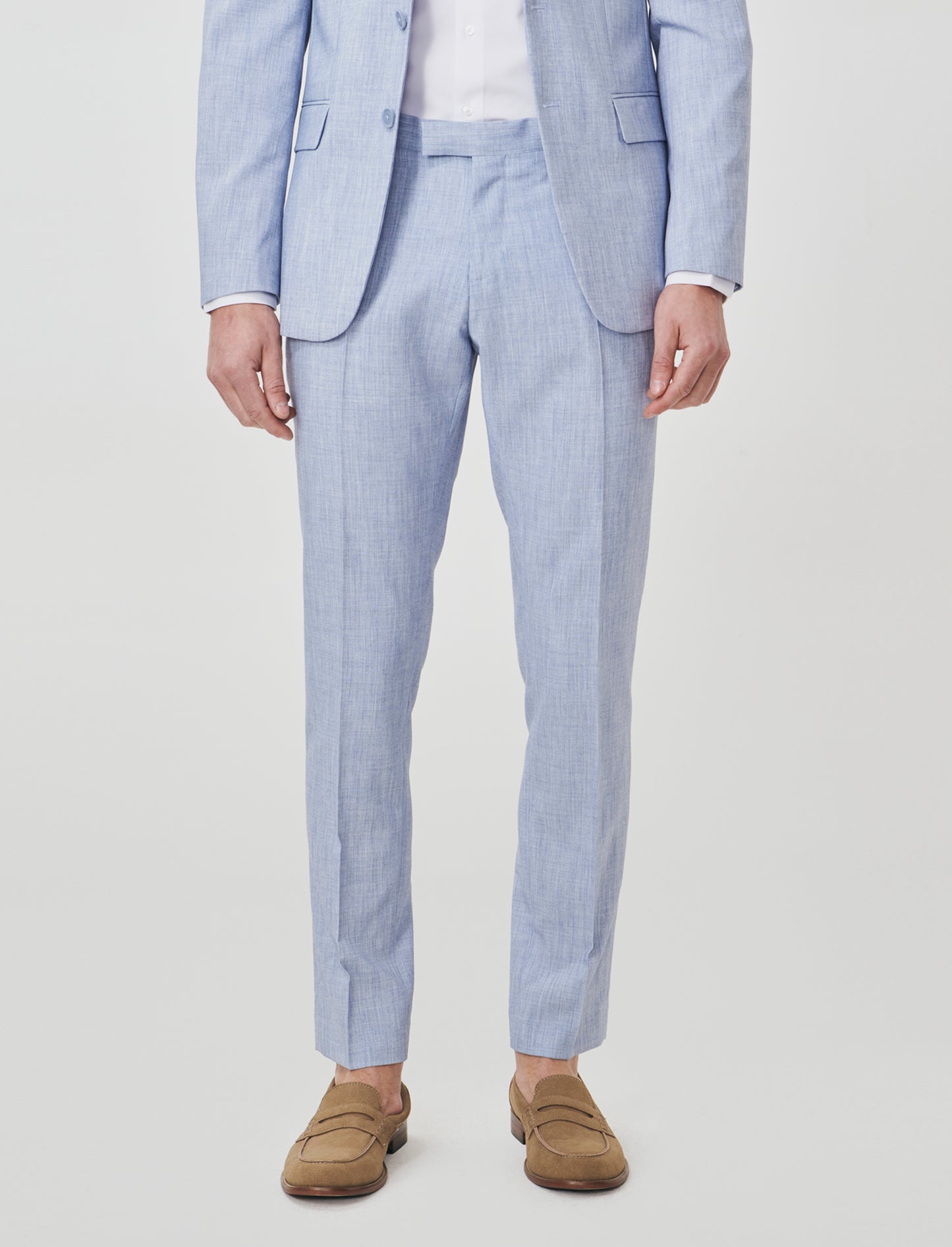 Pantaloni formal fit effetto lino - Blu