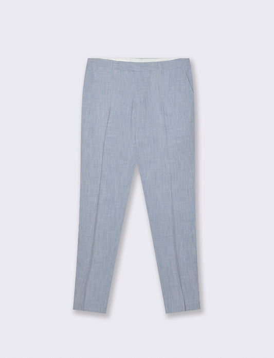 Pantaloni formal fit effetto lino - Blu