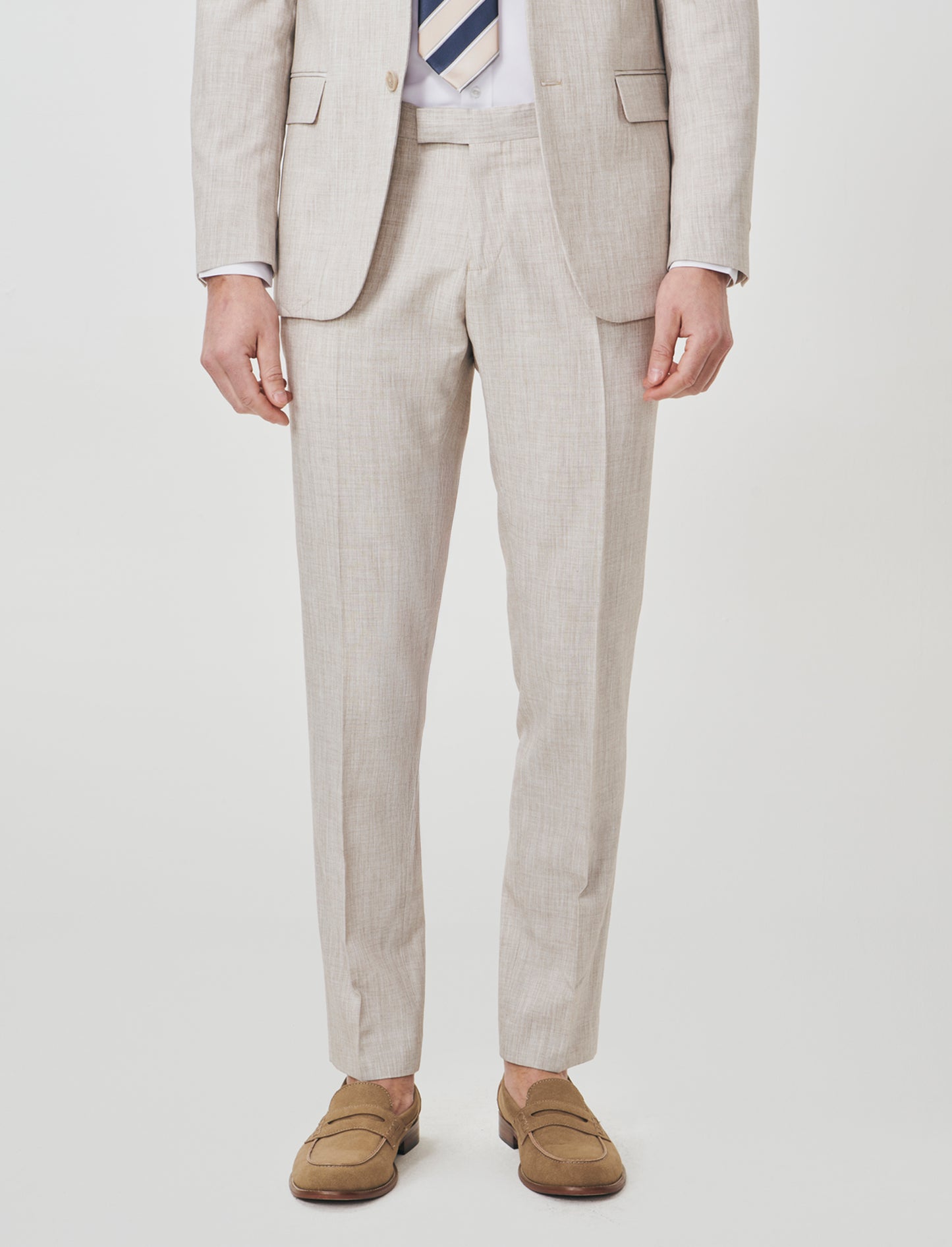 Pantaloni formal fit effetto lino - Beige