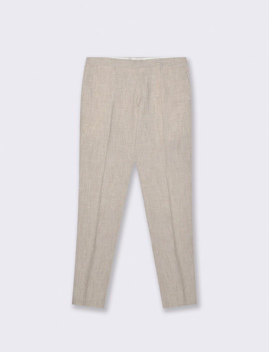 Pantaloni formal fit effetto lino - Beige
