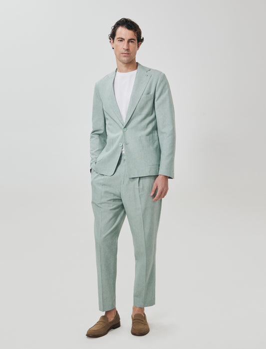 Deconstructed Blazer in Linen Blend - Green