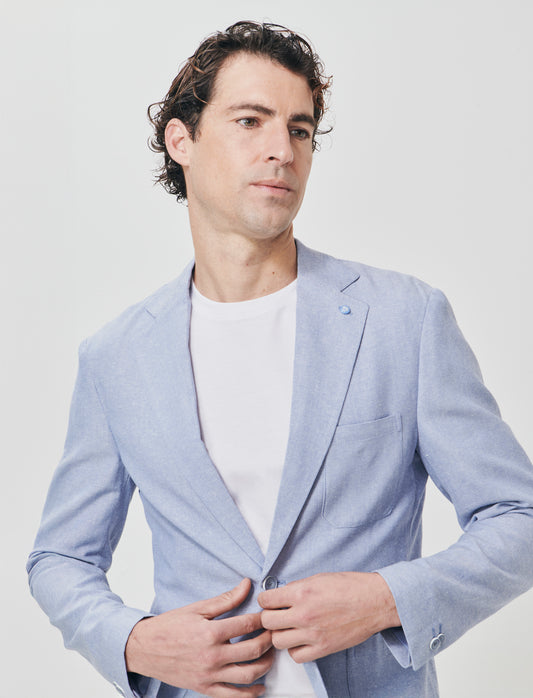 Deconstructed Blazer in Linen Blend - Sky blue
