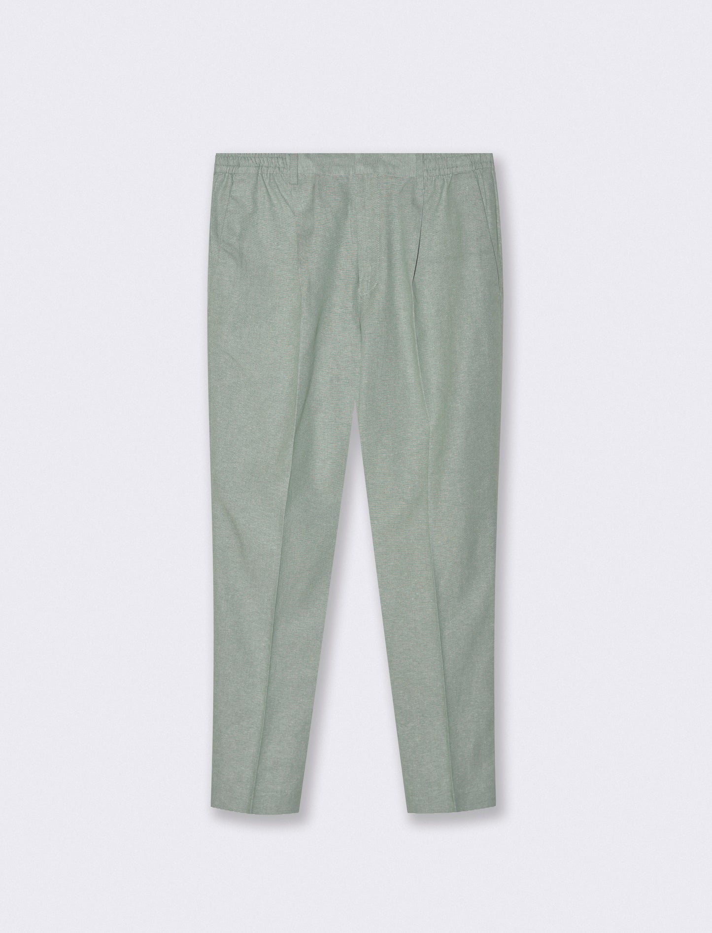Linen Blend Jogger Pants with Pleats - Green