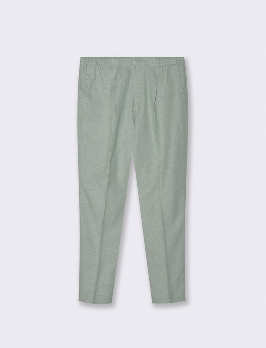 Pantaloni Jogger Misto Lino con Pinces - Verde